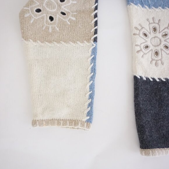 Vintage Christopher Banks Snowflake Patchwork Holiday Cardigan Zip Grandmacore M - Picture 8 of 10